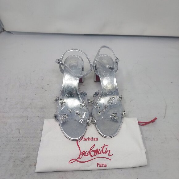 Christian Louboutin Queenie PVC Wedding Silver Jewel Sandal - Picture 6 of 13